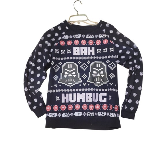 Star Wars Darth Vader Bah Humbug Christmas Sweater Navy Juniors Small 3-5 - Picture 1 of 6